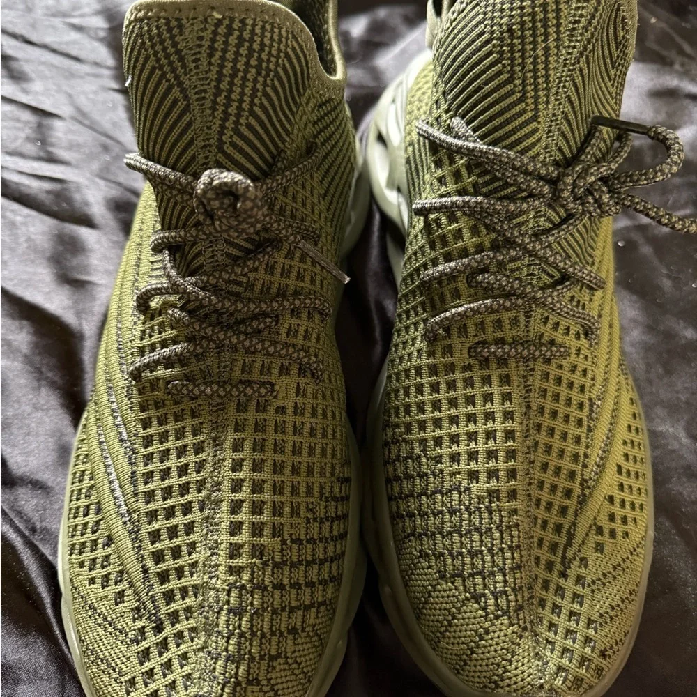 Green Knit High-Top Sneakers